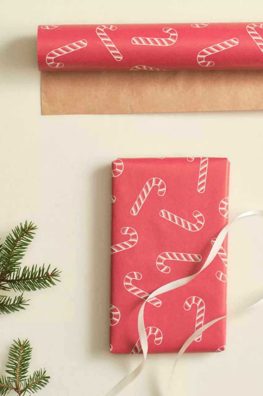Presentpapper & Snöre | Juldekoration*Jotex CANDY CANES Presentpapper Röd/vit