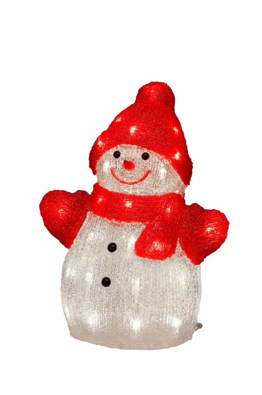 Utebelysning | Utebelysning*Jotex Snögubbe LED Höjd 32 Cm Klar/röd