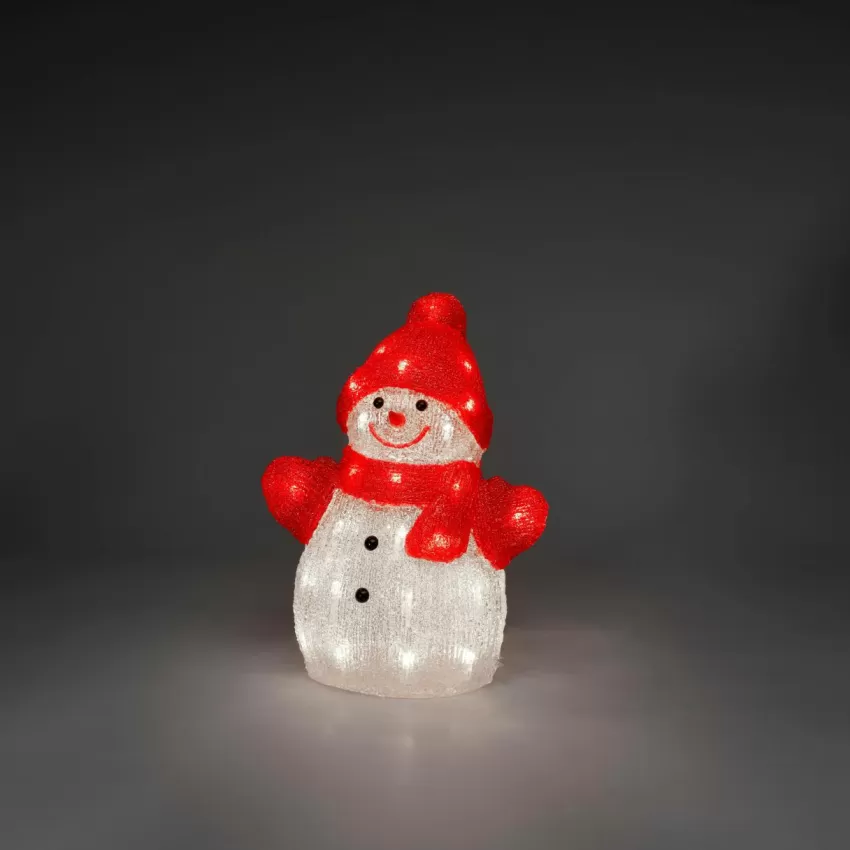Utebelysning | Utebelysning*Jotex Snögubbe LED Höjd 32 Cm Klar/röd